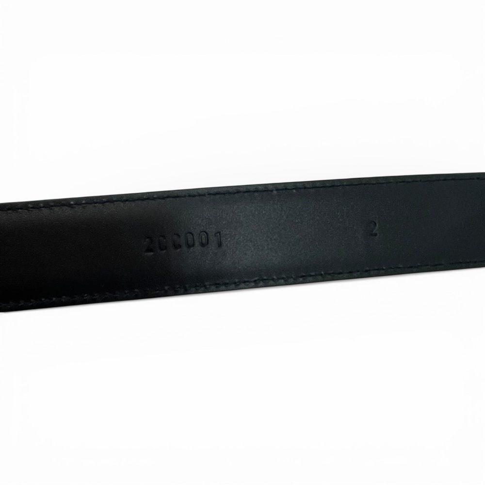 Prada Saffiano Leather Belt Black Silver Buckle Logo Size 44 - Picture 5 of 10